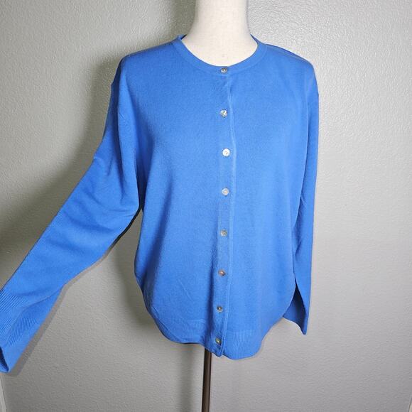 Vintage 100% Cashmere Blue Button Up Sweater by Tina Best Quality Scotland XL - Picture 2 of 11